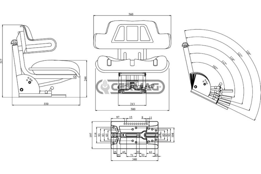 Sedile t/60586 ad inclinazione variabile Cermag