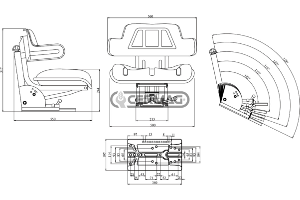 Sedile t/60586 ad inclinazione variabile Cermag