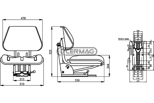 Sedile 98040 con moll ad inclinaz. variabile Cermag