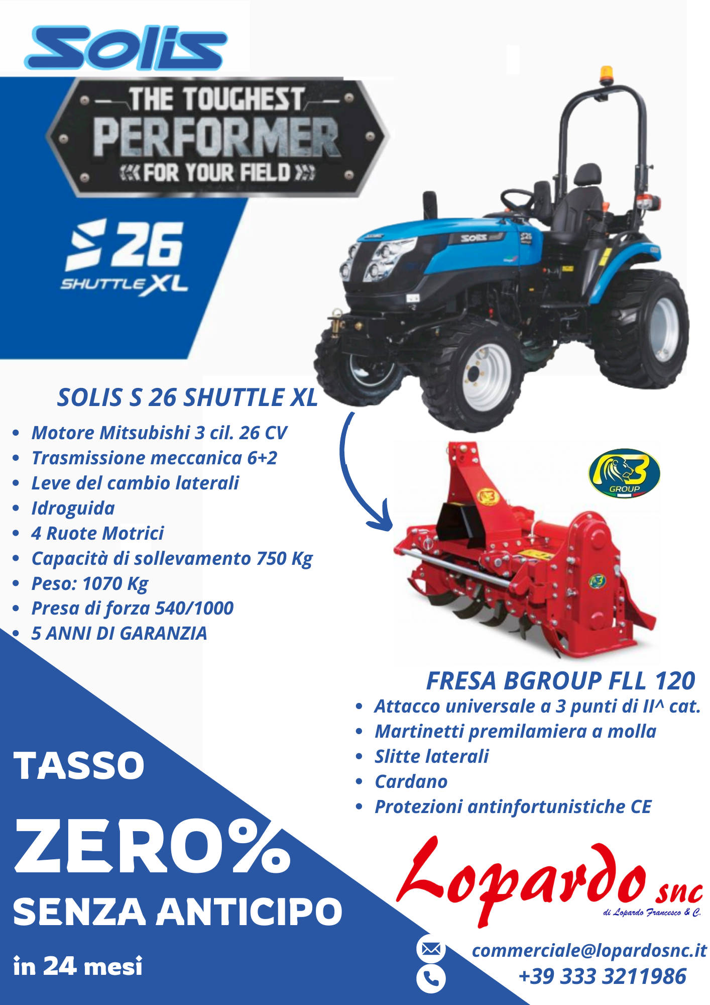 Solis S26 con fresa a TASSO 0