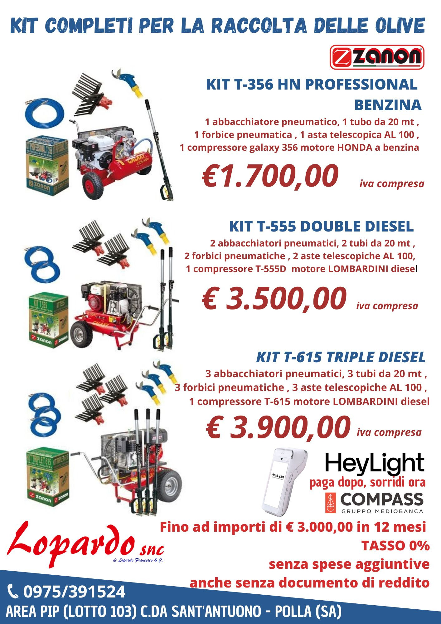 Offerta Kit completi per la raccolta delle olive